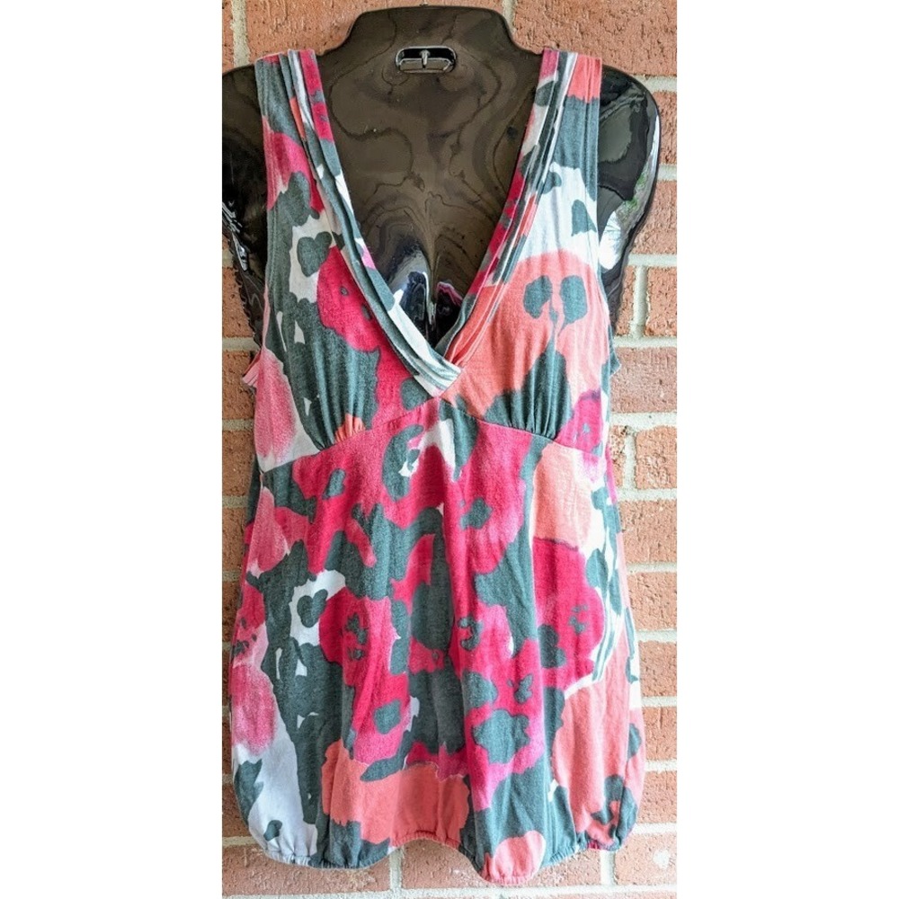 American Eagle Womens Babydoll Tank Top M Bold Floral Flowy Fairy Cute Y2K Style